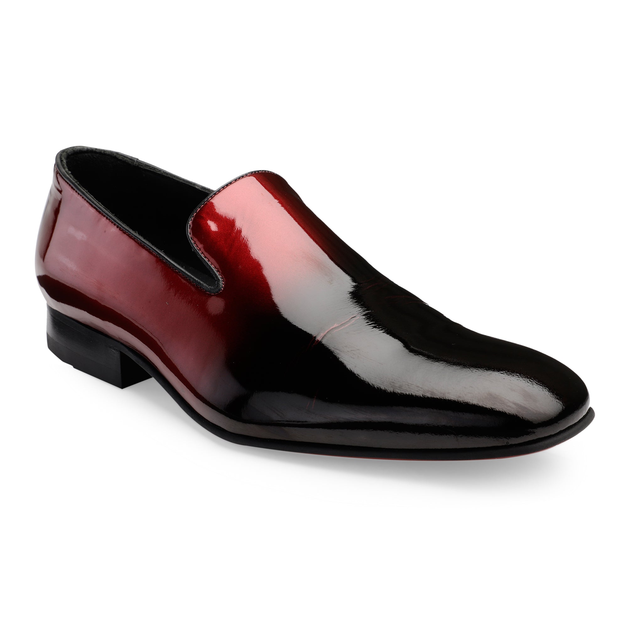 Men's Gold Chain Loafers Slip on Patent Leather Red Sole Dress Shoes 9 M US / Black