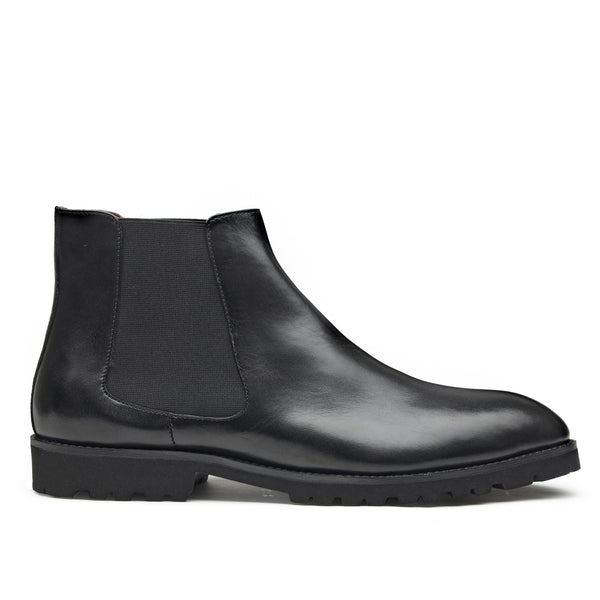 JOE SHU Men's Black High Ankle leather Boot
