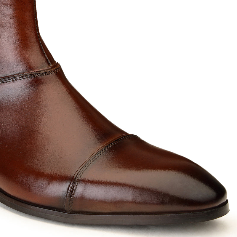 JOE SHU Men's Leather Toe Cap Zipper boot