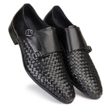 JOE SHU Men's Leather Double Monk weave Shoe