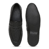 JOE SHU Men's Casual Moccasin Loafers with a Rubber sole in weave finish