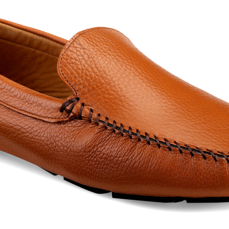 JOE SHU Men's Tan Casual Leather Loafer
