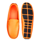 JOE SHU Men's Orange Casual Leather Loafer