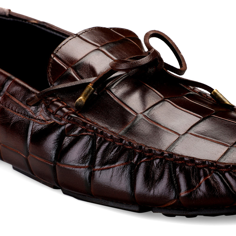 JOE SHU Men's Brown Casual Leather Loafer