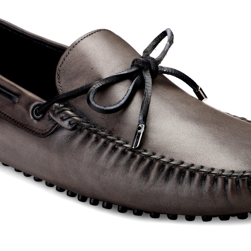 JOE SHU Men's Grey Casual Leather Loafer