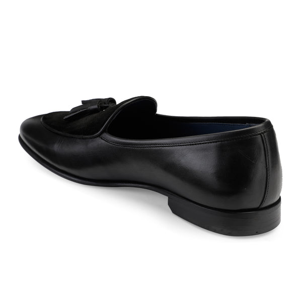 JOE SHU Men's Leather Tasseled Slip-on Shoe in Suede Leather