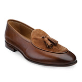 JOE SHU Men's Leather Tan Tasseled Slip-on Shoe in Suede Leather