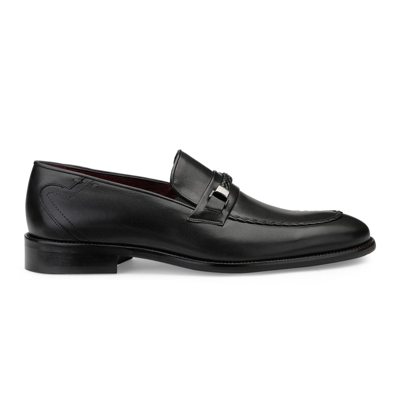 JOE SHU Men's Leather Slip-on Shoe with Chord stitch and Buckle