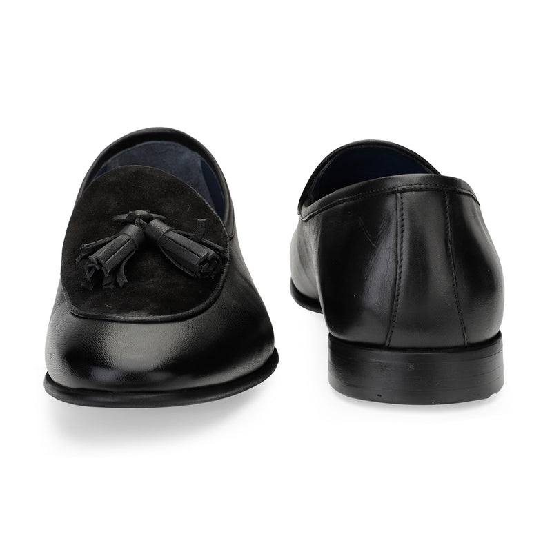 JOE SHU Men's Leather Tasseled Slip-on Shoe in Suede Leather