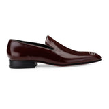 JOE SHU Men's Party Leather Slip-on Shoe with metallic studded brogue at the toe