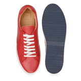 JOE SHU Men's Red Leather Sneaker