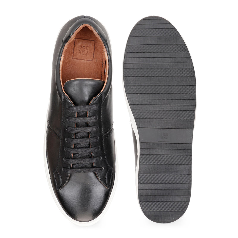 JOE SHU Men's Black Leather Sneaker