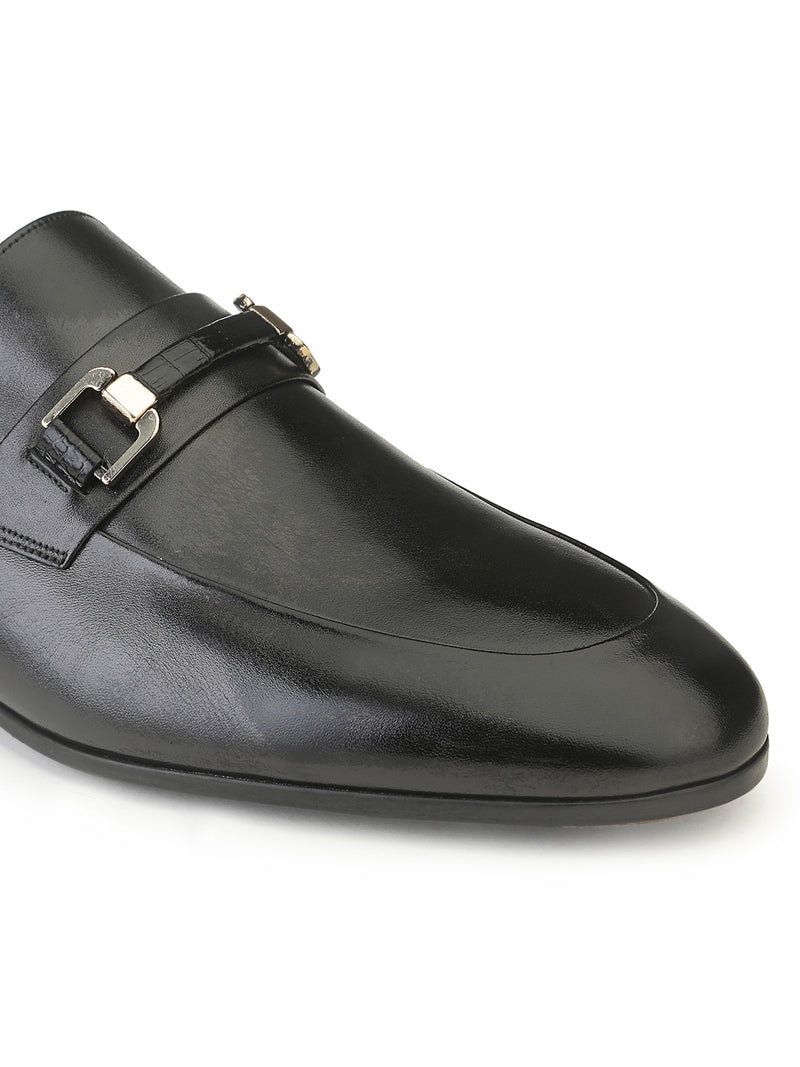 JOE SHU Men's Leather Slip-on Shoe with Chord stitch and Buckle