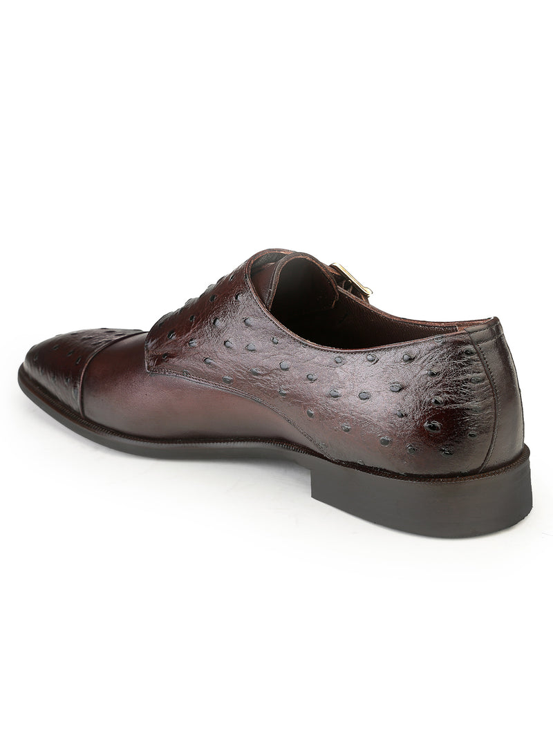 JOE SHU Men's Cap-toe Double Monk Leather Slip-on Shoe