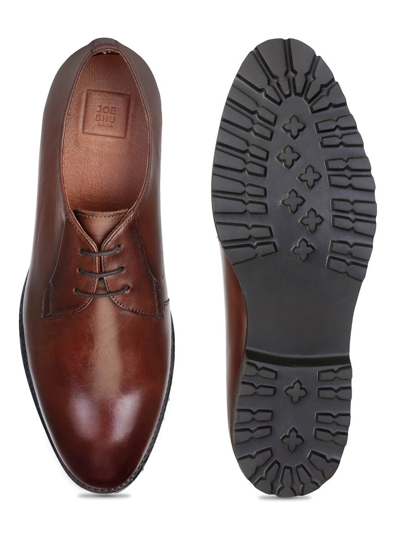 JOE SHU Men's Formal genuine leather Derby Lace-up Shoe