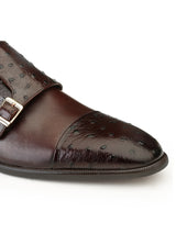 JOE SHU Men's Cap-toe Double Monk Leather Slip-on Shoe