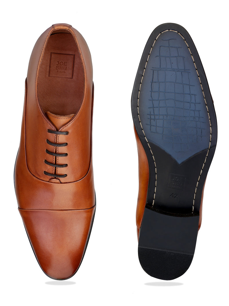 JOE SHU Men's Oxford Cap-toe Leather Lace-up Shoe